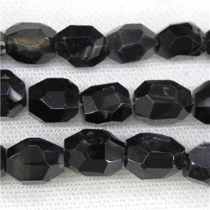 natural black Agate nugget beads, freeform, approx 10-16mm