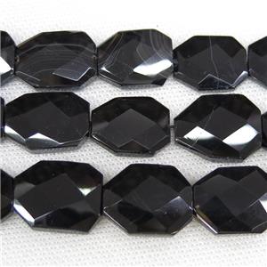 natural black Onyx Agate slab beads, faceted freeform, approx 18-25mm