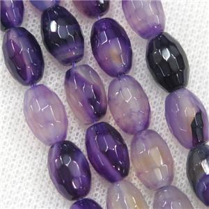 purple Agate beads, faceted barrel, approx 8-12mm