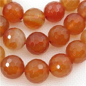 red Carnelian Agate beads, faceted round, approx 4mm dia