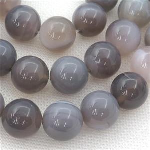 round natural Gray Agate Beads, approx 10mm dia