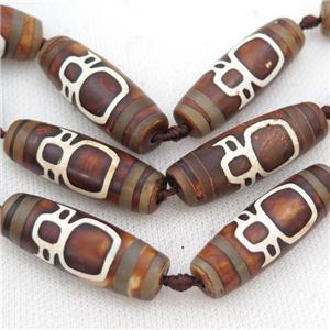 matte Tibetan Agate rice beads, approx 14-40mm