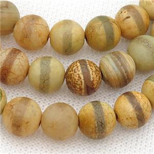 yellow Tibetan Style Agate Beads, Round, approx 10mm dia