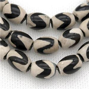 tibetan style Agate barrel beads, approx 10-14mm, 23pcs per st