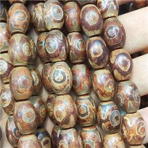 tibetan agate barrel beads, eye, approx 10x14mm, 25pcs per st