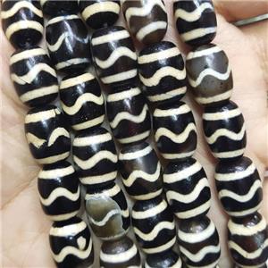 tibetan Dzi Agate barrel beads, approx 10-14mm, 28pcs per st