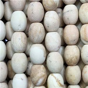 Beige Quartzite Beads Matte Barrel, approx 15-20mm, 18pcs per st