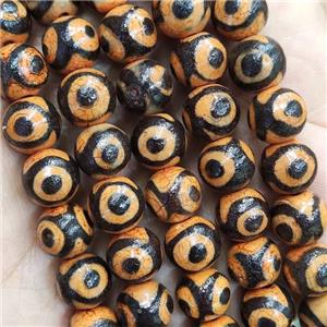 Orange Fire Tibetan Agate Round Beads Evil Eye Smooth, approx 10mm dia