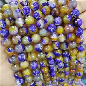 Dye Agate Beads Faceted Round Purple, approx 8mm dia