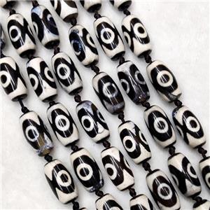 Tibetan DZi Agate Beads Barrel Evil Eye Smooth, approx 10-20mm, 18pcs per st