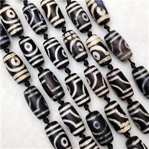 Tibetan DZi Agate Beads Barrel Matte, approx 10-20mm, 18pcs per st