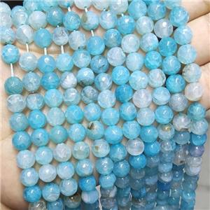 Blue Agate Beads Faceted Round Dye, approx 8mm dia