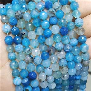 Blue Agate Beads Faceted Round Dye, approx 8mm dia