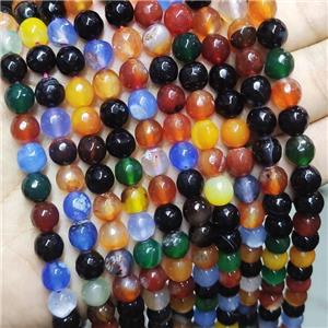 Mix Color Agate Beads Faceted Round Dye, approx 8mm dia