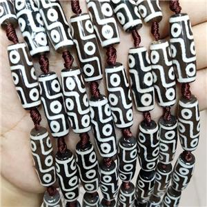 Gray Tibetan Agate Rice Beads Evil Eye, approx 10-30mm, 10pcs per st