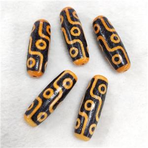 Tibetan DZi Agate Rice Beads Orange Dye Evil Eye, approx 13-38mm