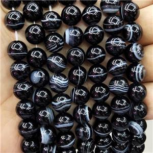 Natural Black Stripe Agate Beads Smooth Round, approx 14mm dia