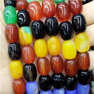 Natural Agate Barrel Beads Dye Mixed Color, approx 13-18mm, 22pcs per st