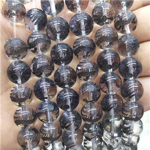 Natural Clear Quartz Beads Round Carved, approx 8mm dia