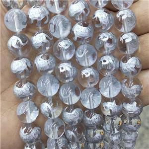 Natural Clear Quartz Beads Round Carved, approx 8mm dia