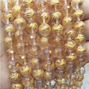 Natural Clear Quartz Beads Round Carved, approx 14mm dia