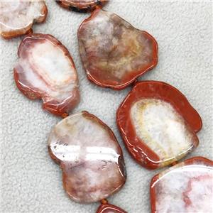 Red Agate Druzy Slice Beads Freeform Natural Color, approx 25-40mm