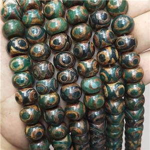 Tibetan Agate Beads Green Eye Smooth Rondelle, approx 10-14mm