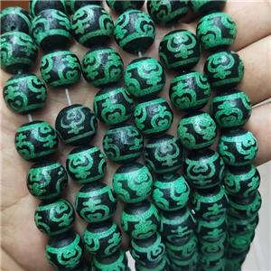 Tibetan Agate Beads Green Round, approx 14mm dia