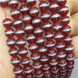 Tibetan Agate Beads Red Smooth Round, approx 8mm dia