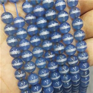 Tibetan Agate Beads Blue Smooth Round, approx 8mm dia