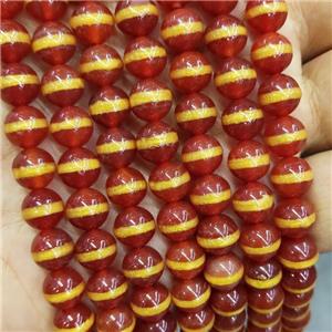 Tibetan Agate Beads Red Smooth Round, approx 8mm dia