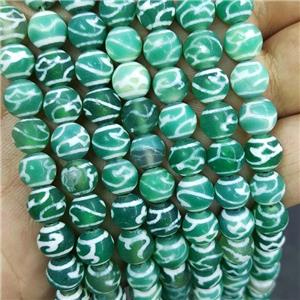 Tibetan Agate Beads Green Smooth Round, approx 8mm dia, 48pcs per st