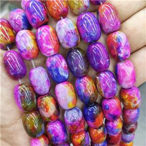 Natural Agate Beads Multicolor Dye Barrel, approx 13-18mm, 22pcs per st