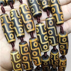 Tibetan Agate Rice Beads Evil Eye Yellow, approx 13-40mm, 8pcs per st