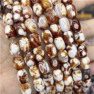 Fire Agate Barrel Beads Orange Dye, approx 10-14mm