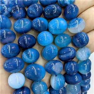 Natural Stripe Agate Egg Beads Blue Dye, approx 15-20mm