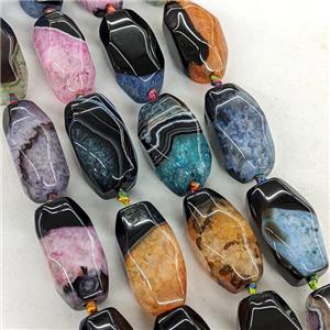 Agate Durzy Beads Faceted Rice Dye Mixed Color, approx 15-30mm