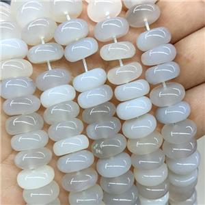 Natural Agate Rondelle Beads Smooth GrayWhite, approx 7-14mm