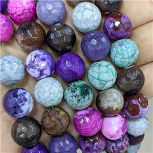 Natural Agate Beads Faceted Round Dye Mixed Color, approx 16mm