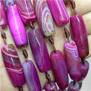 Stripe Agate Rice Beads Hotpink Dye, approx 14-40mm, 8pcs per st