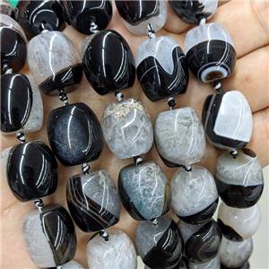 Druzy Agate Barrel Beads White Black, approx 17-20mm