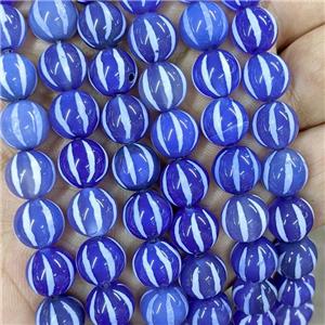 Tibetan Agate Beads Round Blue Pumpkin, approx 10mm, 35pcs per st