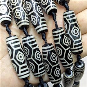 Tibetan Agate Rice Beads Black White Eye, approx 14-40mm, 8pcs per st