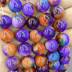 Natural Agate Beads Purple Orange Dye Smooth Round, approx 14mm