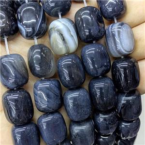 Natural Stripe Agate Tube Beads Band Black Dye, approx 15-20mm