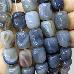 Natural Stripe Agate Tube Beads Gray Dye, approx 15-20mm