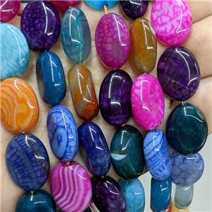 Natural Agate Oval Beads Dye Mix Color, approx 15-20mm