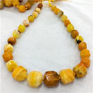 Natural Agate Graduated Beads Orange Dye Faceted Cube, approx 12-25mm