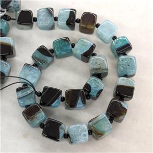 Natural Agate Druzy Cube Beads Blue Dye, approx 15mm