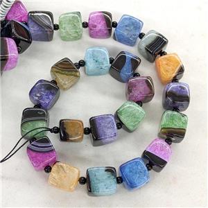 Natural Agate Druzy Cube Beads Dye Mixed Color, approx 15mm